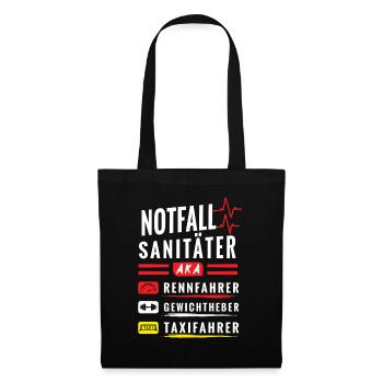 Notfallsanitäter aka Rennfahrer, Lustiges Motiv - Stoffbeutel - Schwarz - Vorne