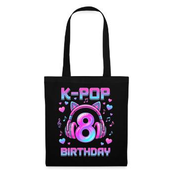 K-Pop Girls 8. Geburtstagsmädchen Geschenk Kpop Geburtstag - Stoffbeutel - Schwarz - Vorne