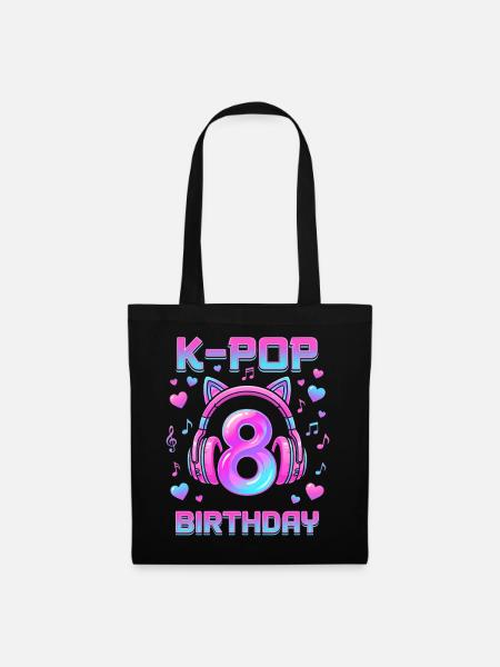 K-Pop Girls 8. Geburtstagsmädchen Geschenk Kpop Geburtstag - Stoffbeutel - Schwarz