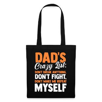Dads Rules Dont Break Anything Father - Stoffbeutel - Schwarz - Vorne