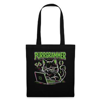 Purrgrammer – Programmierer Katze Coding Humor - Stoffbeutel - Schwarz - Vorne