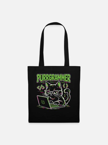 Purrgrammer – Programmierer Katze Coding Humor - Stoffbeutel - Schwarz