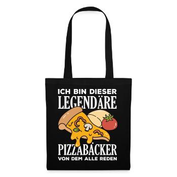 Legendärer Pizzabäcker Pizza Spruch - Stoffbeutel - Schwarz - Vorne