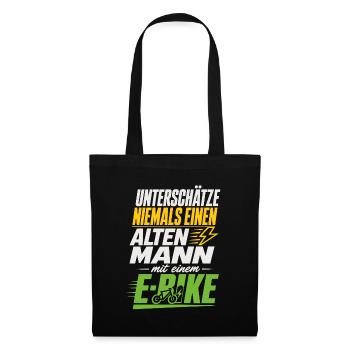 E-Bike Spruch alter Mann Radfahrer - Stoffbeutel - Schwarz - Vorne