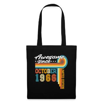 Oktober 1966 Jahrgang Retro Geburtstag Geschenk - Stoffbeutel - Schwarz - Vorne
