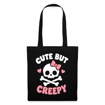 Niedlicher Totenkopfbogen-Grusel-Charme - Stoffbeutel - Schwarz - Vorne