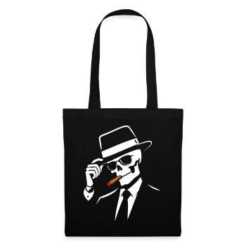 Noir-Skelett mit Fedora und Zigarre - Stoffbeutel - Schwarz - Vorne