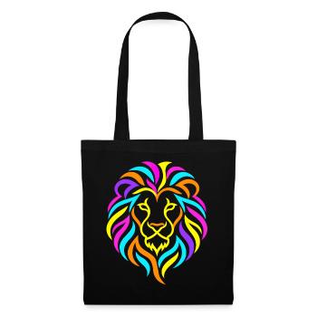 Löwe – Bunte Neon-Grafik - Stoffbeutel - Schwarz - Vorne