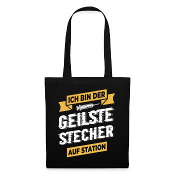 Krankenschwester Krankenpfleger - Stoffbeutel - Schwarz - Vorne