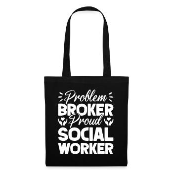 Social Worker Quote Proud Social Work - Stoffbeutel - Schwarz - Vorne