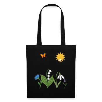 Blumen floral Natur Design - Stoffbeutel - Schwarz - Vorne
