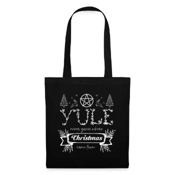 Lustiges Yule – Niemals raten, woher Weihnachten kam - Stoffbeutel - Schwarz - Vorne