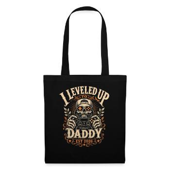 Leveled up to Daddy Vintage Spruch - Stoffbeutel - Schwarz - Vorne