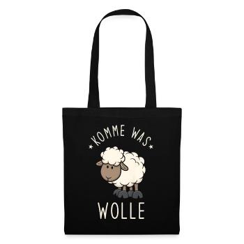 Komme was Wolle - Stoffbeutel - Schwarz - Vorne