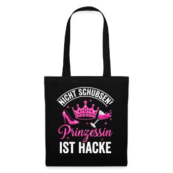 Prinzessin – Pinke Glitzer Krone mit High Heel - Stoffbeutel - Schwarz - Vorne