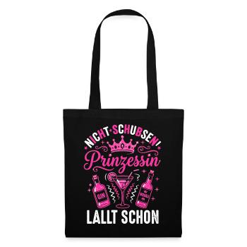 Prinzessin mit Krone, Gin & Wodka – Pink - Stoffbeutel - Schwarz - Vorne