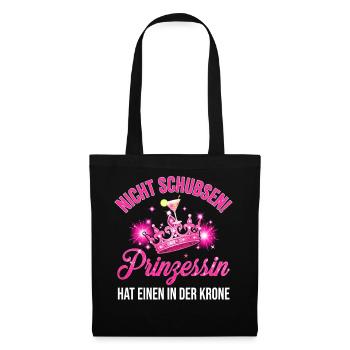 Nicht schubsen! Prinzessin – Krone & Cocktail - Stoffbeutel - Schwarz - Vorne