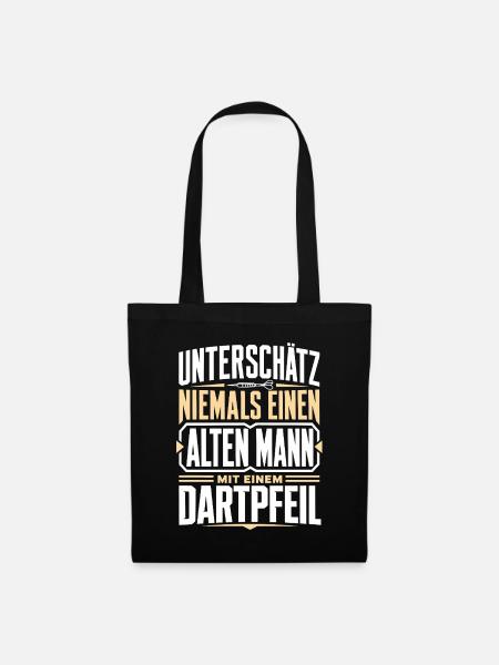 Alter Mann mit Dartpfeil - Stoffbeutel - Schwarz