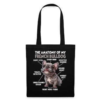 Französische Bulldogge Hundehalter T Frenchie  - Stoffbeutel - Schwarz - Vorne