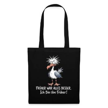 Früher War Alles Besser Möwe Lustig Spruch - Stoffbeutel - Schwarz - Vorne