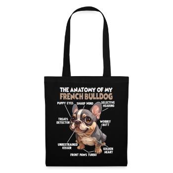 Witziges Französische Bulldogge Hund Frenchie Bull - Stoffbeutel - Schwarz - Vorne