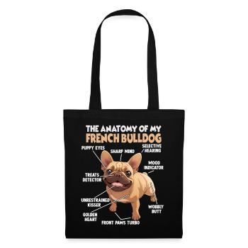 Hund Französische Bulldogge T Hundehalter Geschenk - Stoffbeutel - Schwarz - Vorne