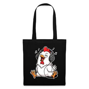 Huhn Musik - Stoffbeutel - Schwarz - Vorne
