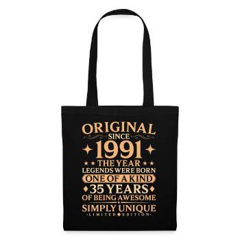 Original since 1991 Simply Unique 35th Birthday - Stoffbeutel - Schwarz - Vorne