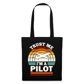 Trust me I'm a Pilot with Airplane Flugzeug Pilot - Stoffbeutel - Schwarz - Vorne