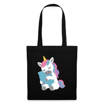 Einhorn fantasievoll Fabelwesen Design Kissen - Stoffbeutel - Schwarz - Vorne