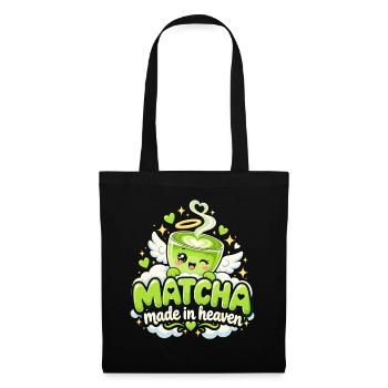 Matcha aus Himmel – Kawaii Tasse - Stoffbeutel - Schwarz - Vorne