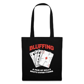 Bluffing Kartenmotif mit Pokerheld - Stoffbeutel - Schwarz - Vorne