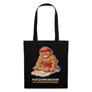 Lebkuchenmann Plätzchen backen Unterarmtraining - Stoffbeutel - Schwarz - Vorne