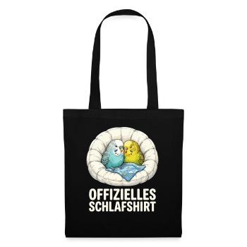 Papageienkuschel Schlafshirt - Stoffbeutel - Schwarz - Vorne