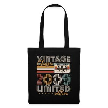Vintage 2009 Jahrgang 18. Geburtstag Geschenk - Stoffbeutel - Schwarz - Vorne