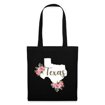 Texas Karte Blumen Floral Western Cowgirl Texas - Stoffbeutel - Schwarz - Vorne