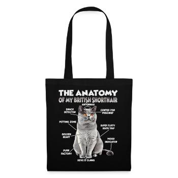British Shorthair T| Britisch Kurzhaar Katzen - Stoffbeutel - Schwarz - Vorne