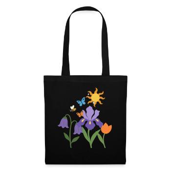 Blumen botanisch Blumenmotiv Illustration Pflanze - Stoffbeutel - Schwarz - Vorne