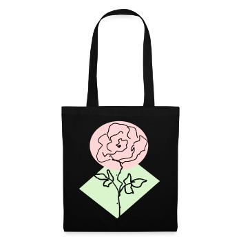 Rosenlinie im rosa Kreis - Stoffbeutel - Schwarz - Vorne
