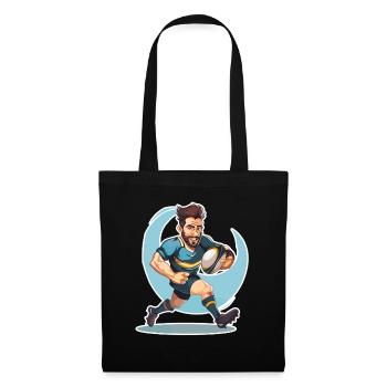 Rugbyspieler - Stoffbeutel - Schwarz - Vorne