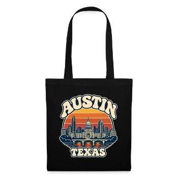 Texas Austin Skyline Retro-Sonnenuntergang - Stoffbeutel - Schwarz - Vorne
