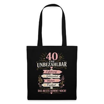 40 Geburtstag Frau Geschenk Lustiger Spruch - Stoffbeutel - Schwarz - Vorne