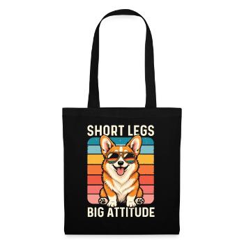 Short Legs Big Attitude – Walisischer Corgi-Hundeliebhaber - Stoffbeutel - Schwarz - Vorne