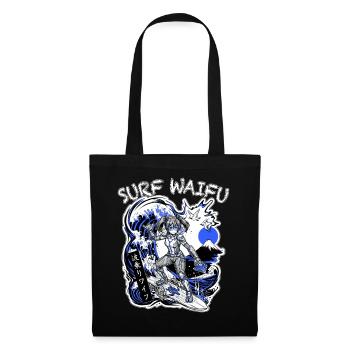 SURF WAIFU Blue Cyberpunk Neo Ukiyo-E Japan - Stoffbeutel - Schwarz - Vorne