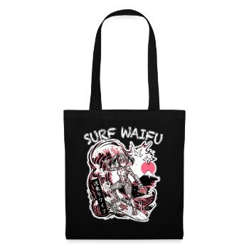 SURF WAIFU Pink Cyberpunk Neo Ukiyo-E Japan - Stoffbeutel - Schwarz - Vorne