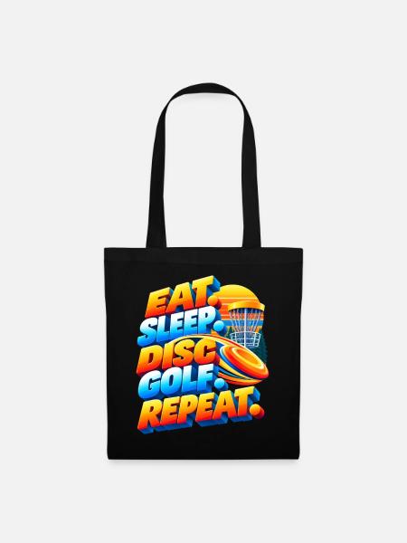 Eat. Sleep. Disc Golf. Repeat. - Stoffbeutel - Schwarz