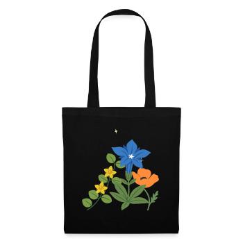 Blumen botanisch Natur Design - Stoffbeutel - Schwarz - Vorne