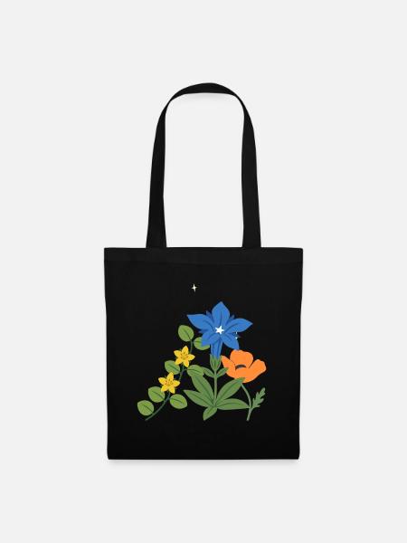 Blumen botanisch Natur Design - Stoffbeutel - Schwarz