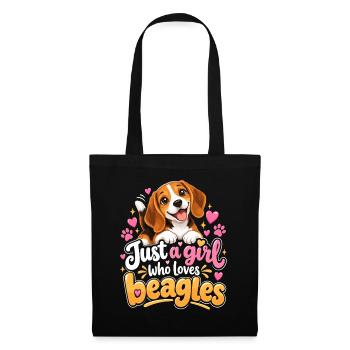 Beagle Girl Love Beagles - Stoffbeutel - Schwarz - Vorne