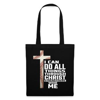 Baselball, ich kann alles tun, was Christus zu tun hat. - Stoffbeutel - Schwarz - Vorne